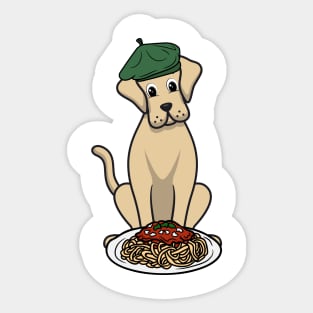 Cute Big Dog is eating spaghetti Sticker